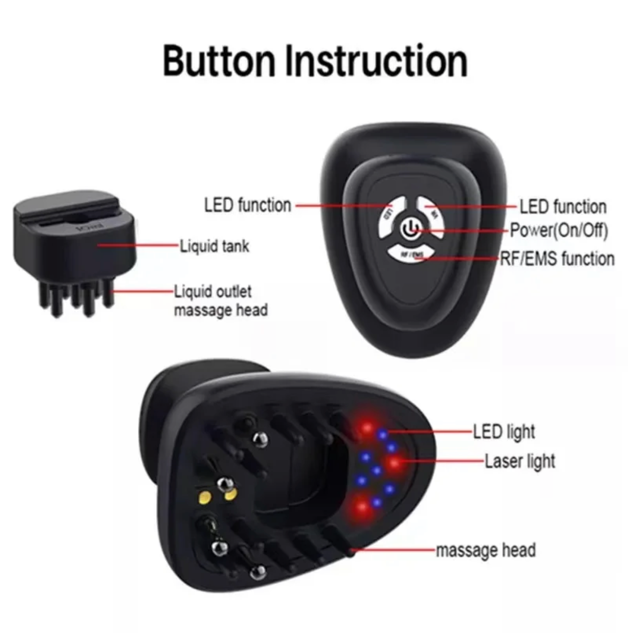 LED/VIBRATION/RF/EMS SCALP COMB